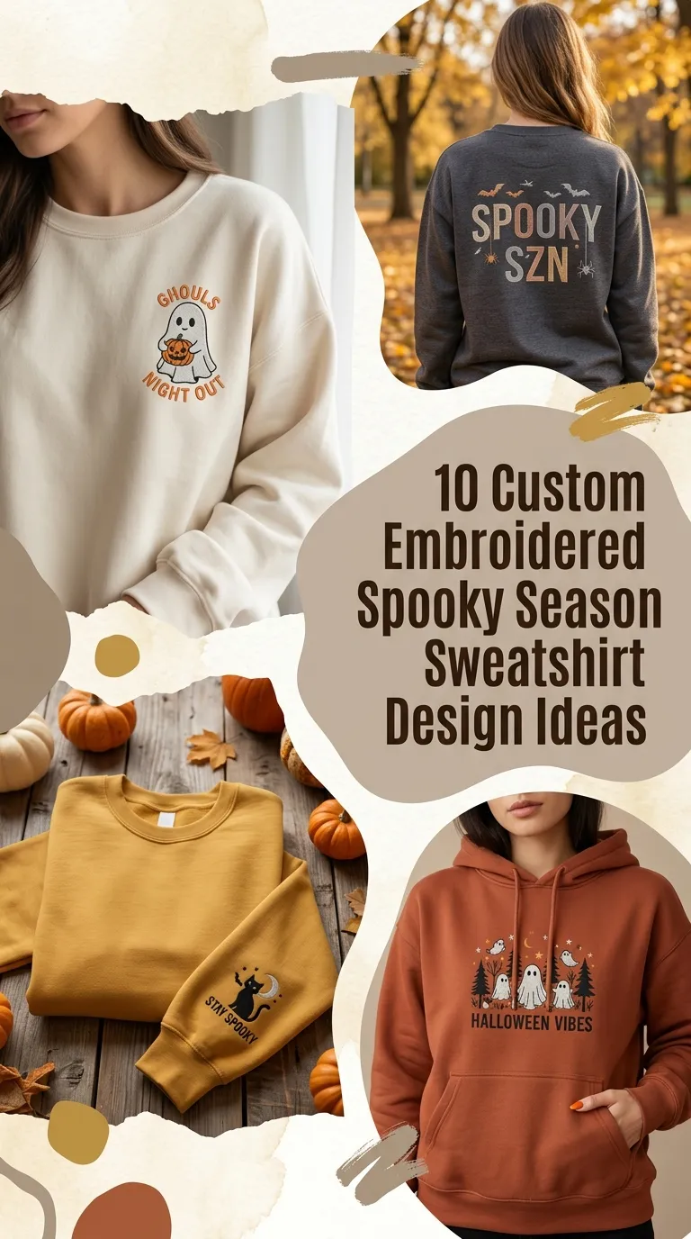 10 Custom Embroidered Spooky Season Sweatshirt Design Ideas